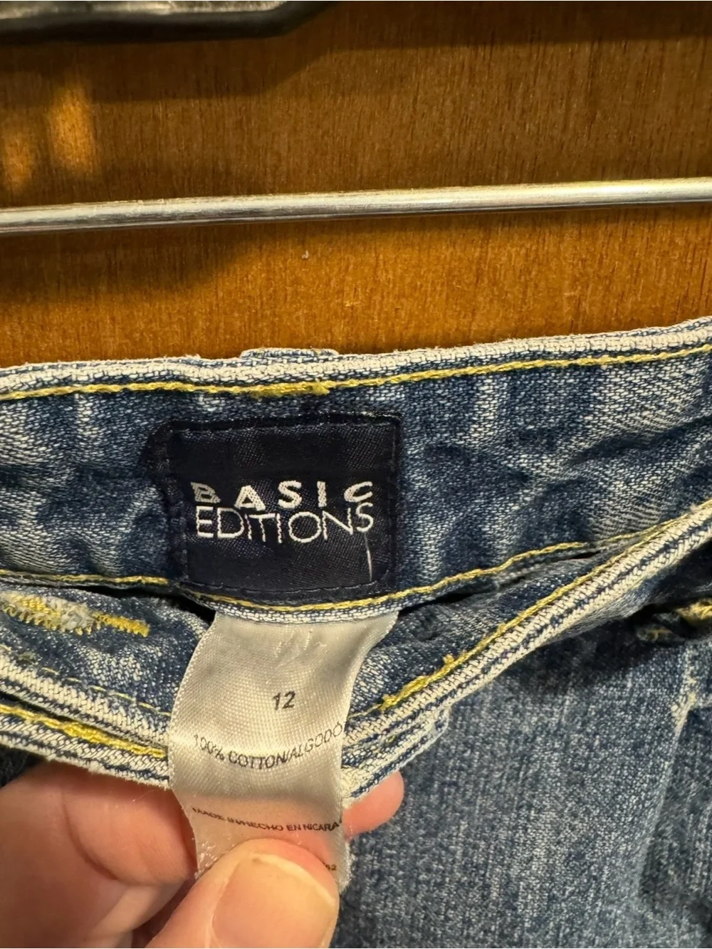 Basic Editions Pleated High-Rise Denim Shorts - Light Blue